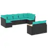 Image de Vidaxl salon de jardin 9 pcs avec coussins noir résine tressée