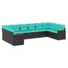 Image de Vidaxl salon de jardin 10 pcs avec coussins noir résine tressée