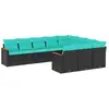 Image de Vidaxl salon de jardin 10 pcs avec coussins noir résine tressée