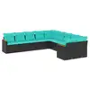 Image de Vidaxl salon de jardin 10 pcs avec coussins noir résine tressée