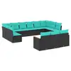 Image de Vidaxl salon de jardin avec coussins 13 pcs noir résine tressée