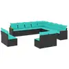 Image de Vidaxl salon de jardin avec coussins 13 pcs noir résine tressée