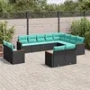 Image de vidaXL Salon de jardin avec coussins 12 pcs noir résine tressée 3226512