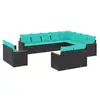 Image de Vidaxl salon de jardin avec coussins 12 pcs noir résine tressée