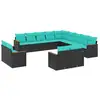Image de Vidaxl salon de jardin avec coussins 13 pcs noir résine tressée