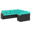 Image de Vidaxl salon de jardin 8 pcs avec coussins noir résine tressée