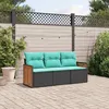 Image de vidaXL Salon de jardin 3 pcs avec coussins noir résine tressée 3227436