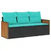 Image de Vidaxl salon de jardin 3 pcs avec coussins noir résine tressée