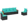 Image de Vidaxl salon de jardin 6 pcs avec coussins noir résine tressée