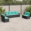 Image de vidaXL Salon de jardin 8 pcs avec coussins noir résine tressée 3227569