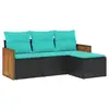 Image de Vidaxl salon de jardin 4 pcs avec coussins noir résine tressée