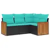 Image de Vidaxl salon de jardin 4 pcs avec coussins noir résine tressée