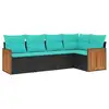 Image de Vidaxl salon de jardin 5 pcs avec coussins noir résine tressée