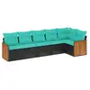 Image de Vidaxl salon de jardin 6 pcs avec coussins noir résine tressée