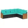Image de Vidaxl salon de jardin 6 pcs avec coussins noir résine tressée