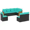 Image de Vidaxl salon de jardin 8 pcs avec coussins noir résine tressée