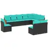 Image de Vidaxl salon de jardin 10 pcs avec coussins noir résine tressée