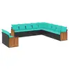 Image de Vidaxl salon de jardin 11 pcs avec coussins noir résine tressée
