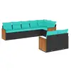 Image de Vidaxl salon de jardin 8 pcs avec coussins noir résine tressée