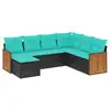 Image de Vidaxl salon de jardin 7 pcs avec coussins noir résine tressée
