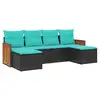 Image de Vidaxl salon de jardin 6 pcs avec coussins noir résine tressée