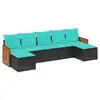 Image de Vidaxl salon de jardin 7 pcs avec coussins noir résine tressée