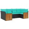 Image de Vidaxl salon de jardin 6 pcs avec coussins noir résine tressée