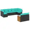 Image de Vidaxl salon de jardin 9 pcs avec coussins noir résine tressée