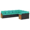 Image de Vidaxl salon de jardin 9 pcs avec coussins noir résine tressée