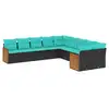 Image de Vidaxl salon de jardin 10 pcs avec coussins noir résine tressée