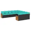 Image de Vidaxl salon de jardin 11 pcs avec coussins noir résine tressée