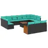 Image de Vidaxl salon de jardin avec coussins 12 pcs noir résine tressée