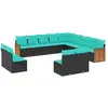 Image de Vidaxl salon de jardin avec coussins 13 pcs noir résine tressée
