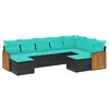 Image de Vidaxl salon de jardin 9 pcs avec coussins noir résine tressée