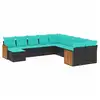 Image de Vidaxl salon de jardin 11 pcs avec coussins noir résine tressée