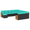 Image de Vidaxl salon de jardin avec coussins 12 pcs noir résine tressée