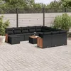 Image de vidaXL Salon de jardin avec coussins 13 pcs noir résine tressée 3228267