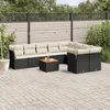 Image de vidaXL Salon de jardin 10 pcs avec coussins noir résine tressée 3223816