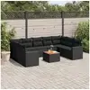 Image de Vidaxl salon de jardin 10 pcs avec coussins noir résine tressée