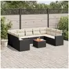 Image de Salon de jardin 10 pcs avec coussins noir résine tressée