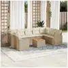 Image de Salon de jardin avec coussins 10 pcs beige résine tressée