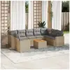 Image de Vidaxl salon de jardin avec coussins 10 pcs beige résine tressée