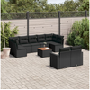 Image de Vidaxl salon de jardin 10 pcs avec coussins noir résine tressée