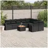 Image de Salon de jardin 10 pcs avec coussins noir résine tressée