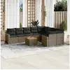 Image de Salon de jardin avec coussins 10 pcs gris résine tressée