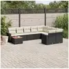 Image de Vidaxl salon de jardin 10 pcs avec coussins noir résine tressée
