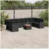 Image de Salon de jardin 11 pcs avec coussins noir résine tressée