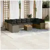 Image de Salon de jardin 11 pcs avec coussins gris résine tressée