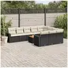 Image de Salon de jardin 11 pcs avec coussins noir résine tressée