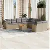 Image de Salon de jardin 11 pcs avec coussins beige résine tressée